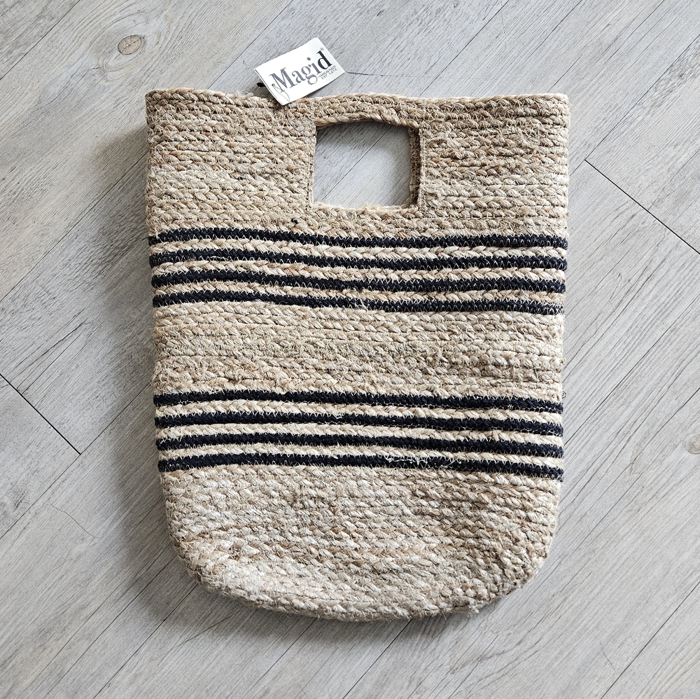 Nwt Magid New York Made In India Jute Stripped Bucket Bag - Picture 6 of 12
